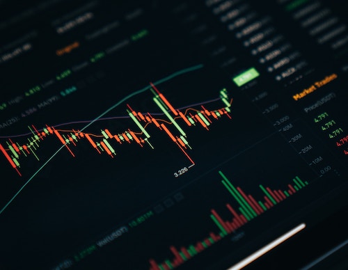 Detailed digital graph showing market changes on a computer screen